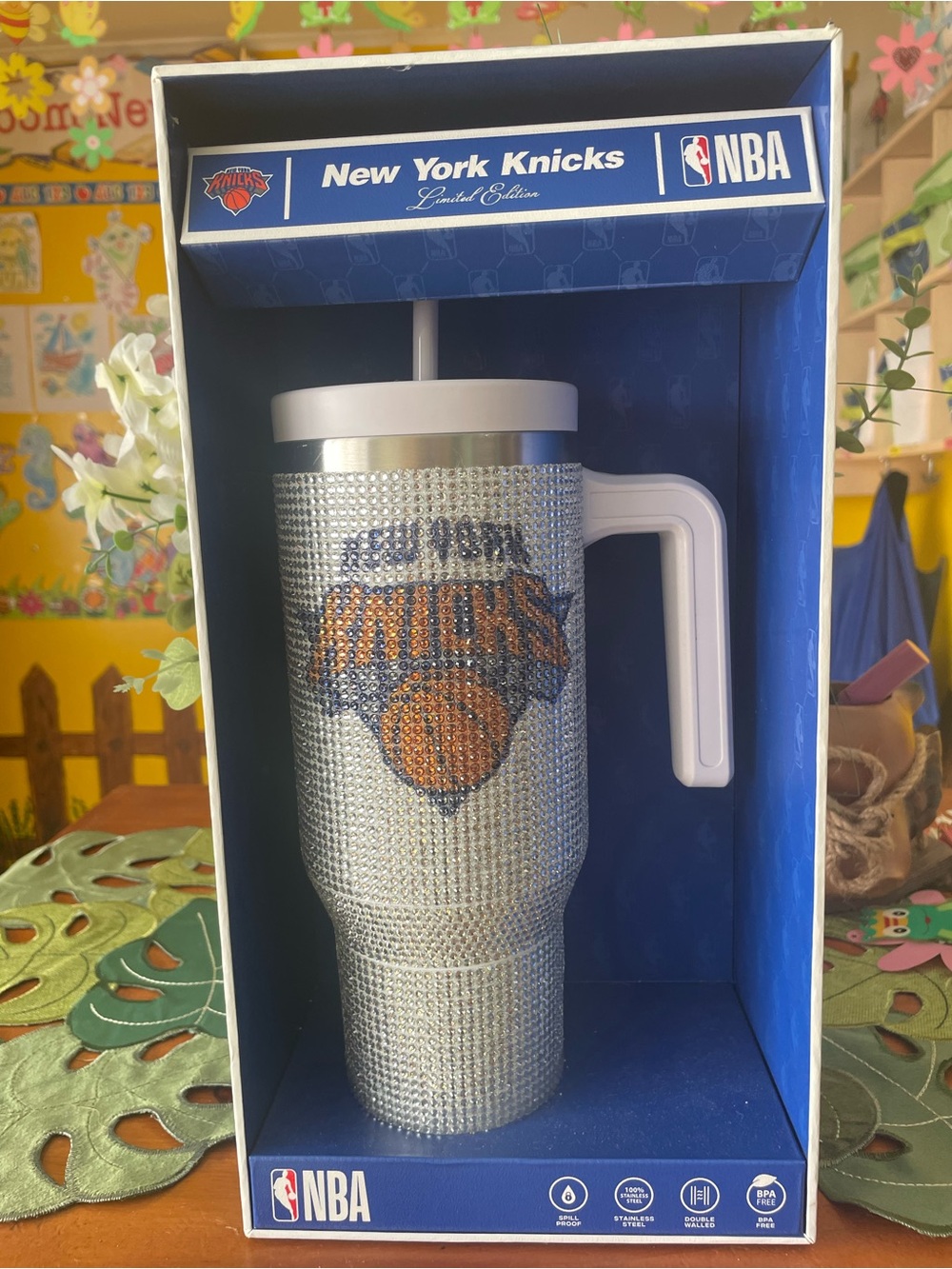 NBA Bling Rhinestone Insulated Tumbler - Blue & White